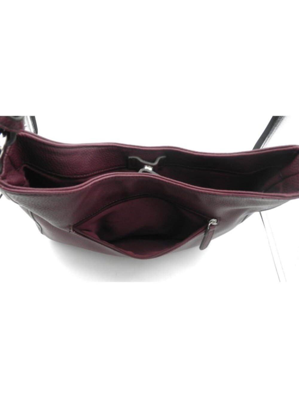 Vintage Liz Claiborne Faux Leather Merlot Claret Shoulder Bag 3D applied Flowers - Picture 3 of 16